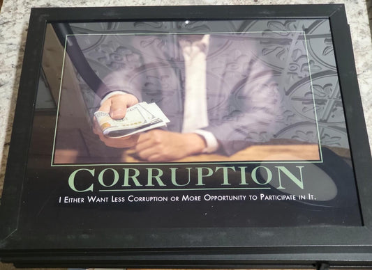 DeMotivational Poster CORRUPTION 11 x 14" FRAMED Funny Novelty Insult Corruption