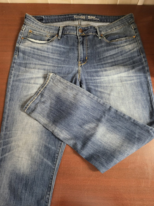 Ladies Jeans Size 16 Levi's Signature Modern Slim Cuffed Blue W 36"  Ins 28"