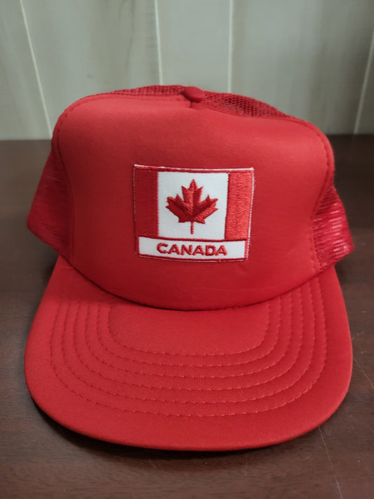 Baseball Cap CANADA Red Snap Back Mesh Fabric Hat Sport Cap One Size Adjustable