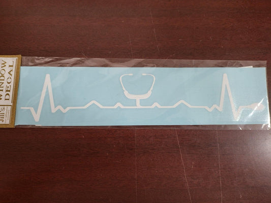 DOCTOR STETHOSCOPE Window Decal  Bumper Sticker Sign Heart Beat Pulse Chart