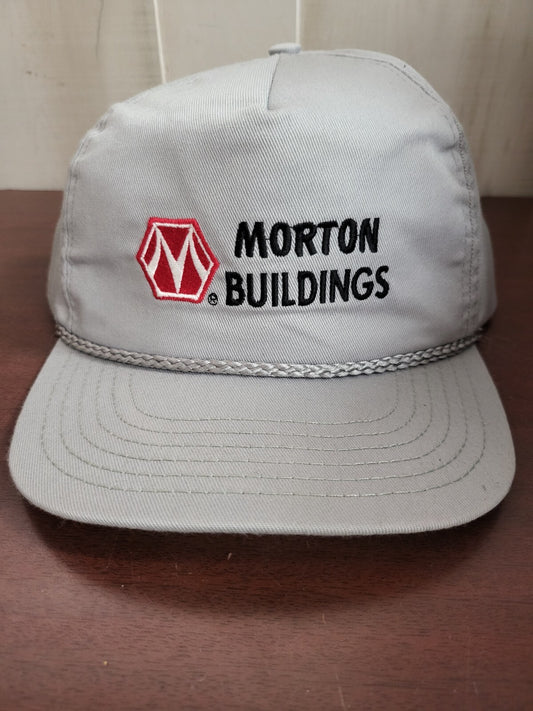 Baseball Cap MORTON BUILDINGS Gray Snap Back Fabric Hat Sport Cap One Size Adjus