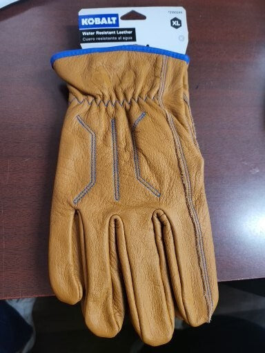Kobalt Water Resistant Leather Work Gloves XL   Tan, Blue