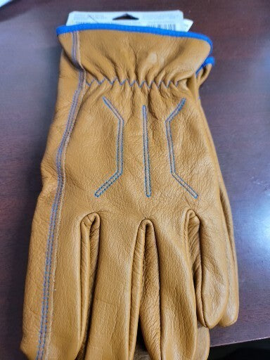 Kobalt Water Resistant Leather Work Gloves XL   Tan, Blue