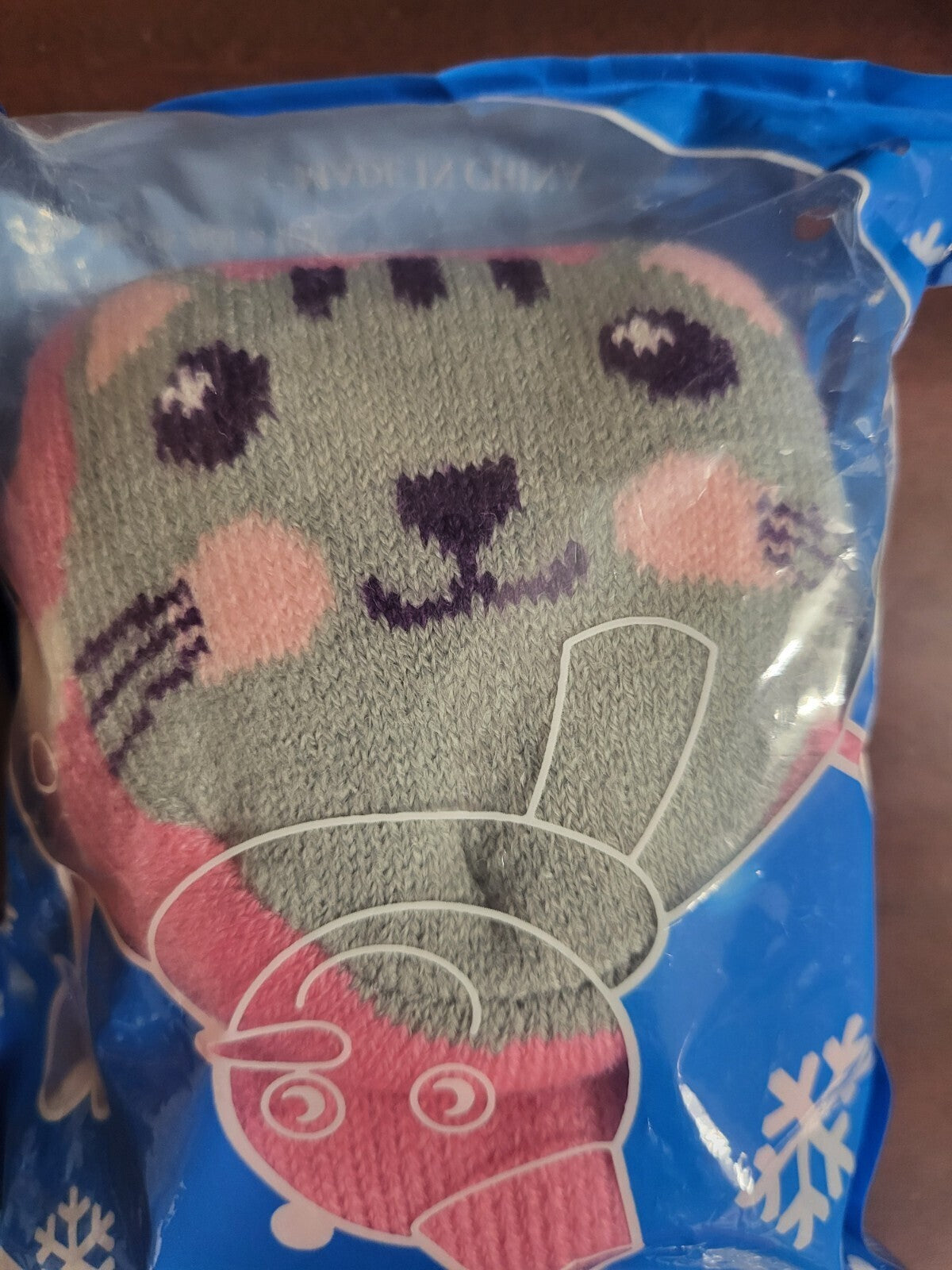 Slipper Socks Kids 2-4yrs PINK Hearts Gray Cat Non-Slip  NWT Fnovco
