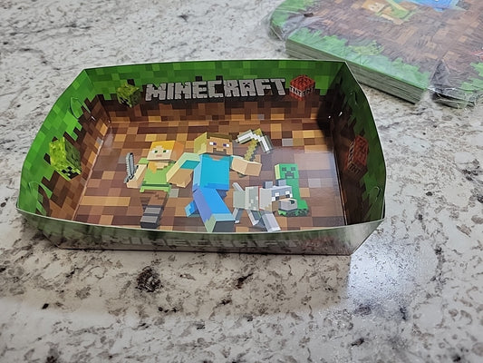 38 Pc Minecraft Paper Food Trays