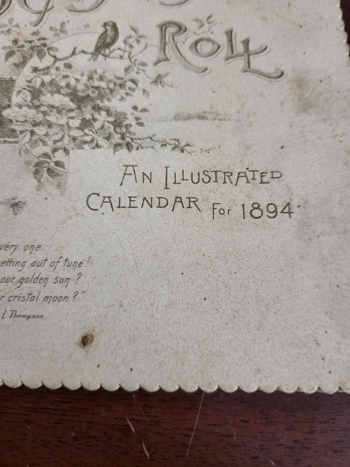 AS SEASONS ROLL  1894 Illustrated Calendar - Art Lithograph Publishing  #2909