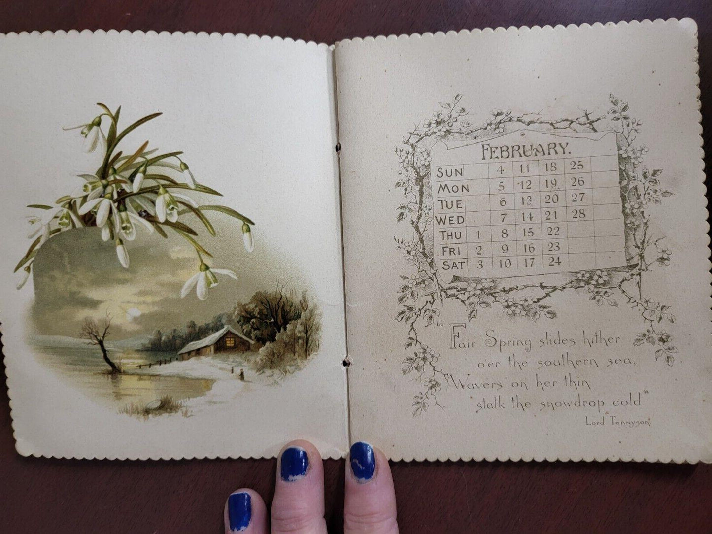AS SEASONS ROLL  1894 Illustrated Calendar - Art Lithograph Publishing  #2909