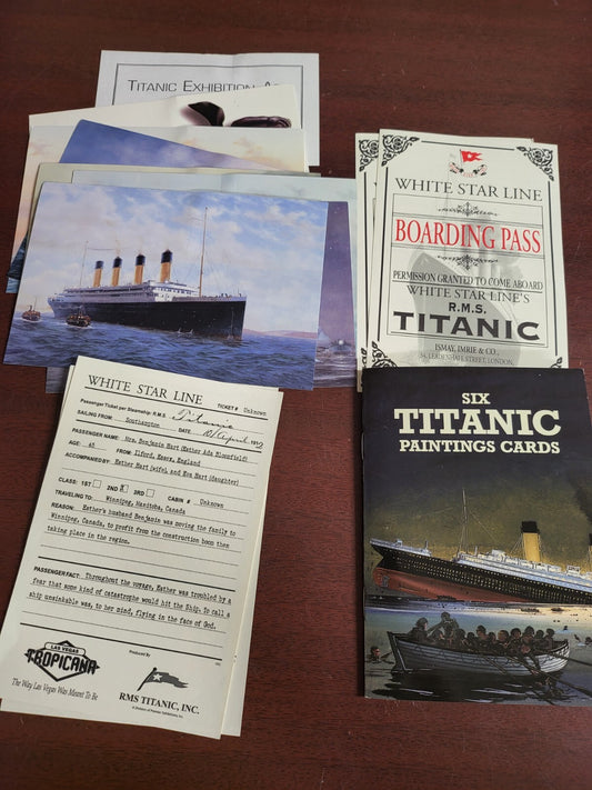 Titanic Paintings Cards 6 by J Batchelor + Ticket, Boarding Pass, Postcard  #205