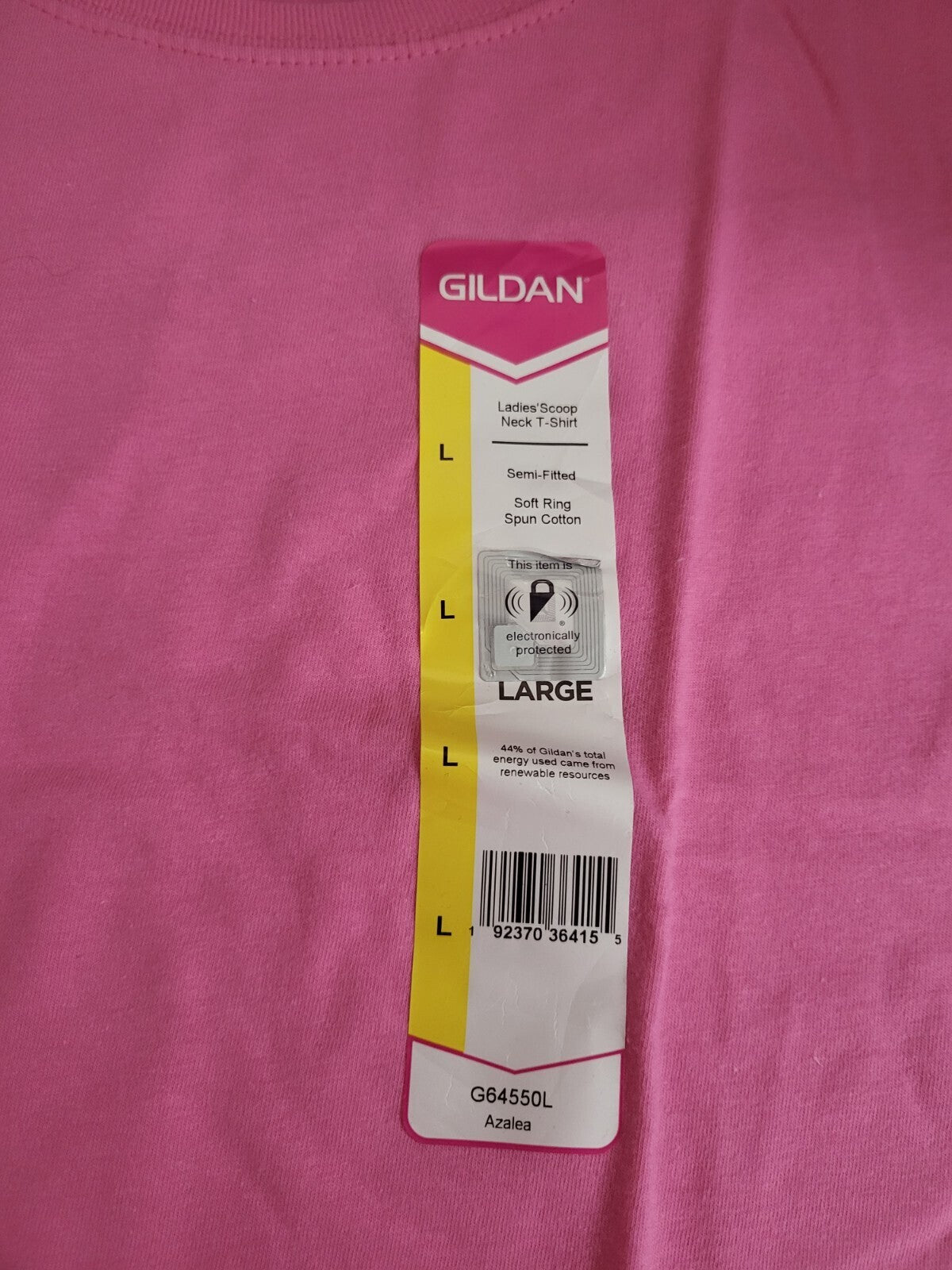 Gildan  Ladies Top  LARGE T-Shirt Scoop Neck Azalea Pink  NWT