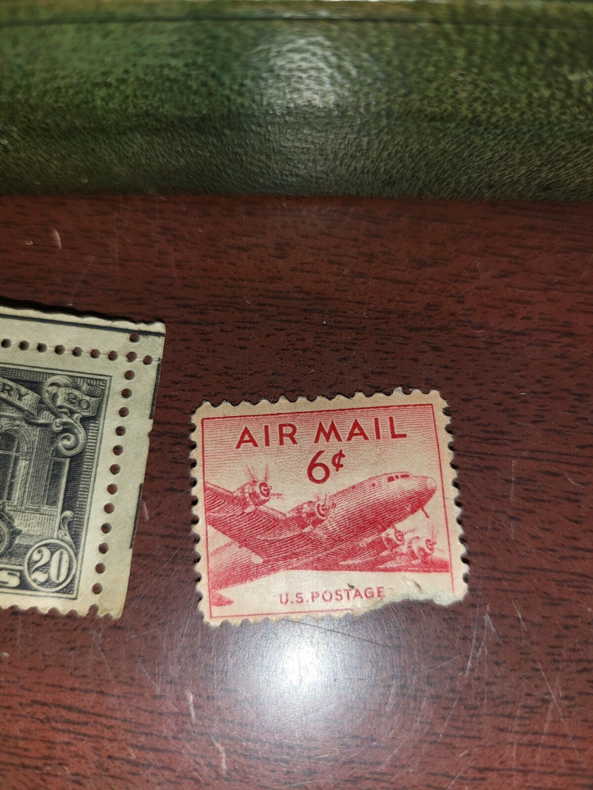 Vintage Wood Stamp Box  with US Postage stamps #4271
