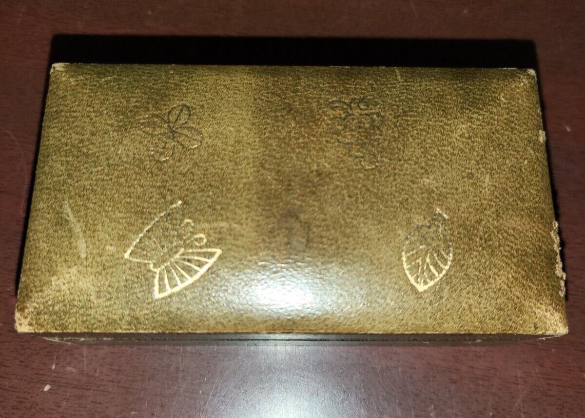 Vintage Wood Stamp Box  with US Postage stamps #4271