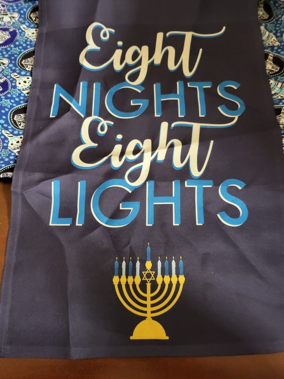 Hanukkah Flag 17.5 x 12" Eight Nights Eight Lights Menorah