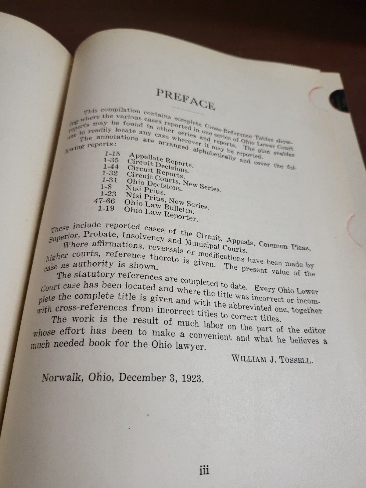 Law Book - Ohio Cross-Reference Tables and Annotations 1885-1923 #2864 See Desc