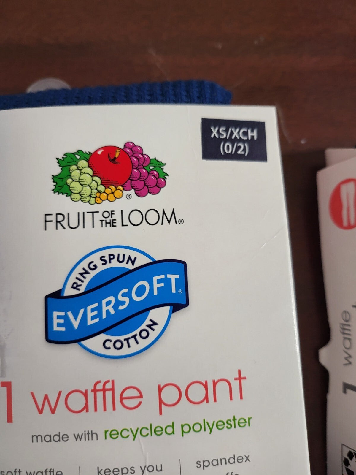 Fruit of The Loom Ladies Eversoft Thermal Leggings Blue XS 0-2 Waffle Pants NWT