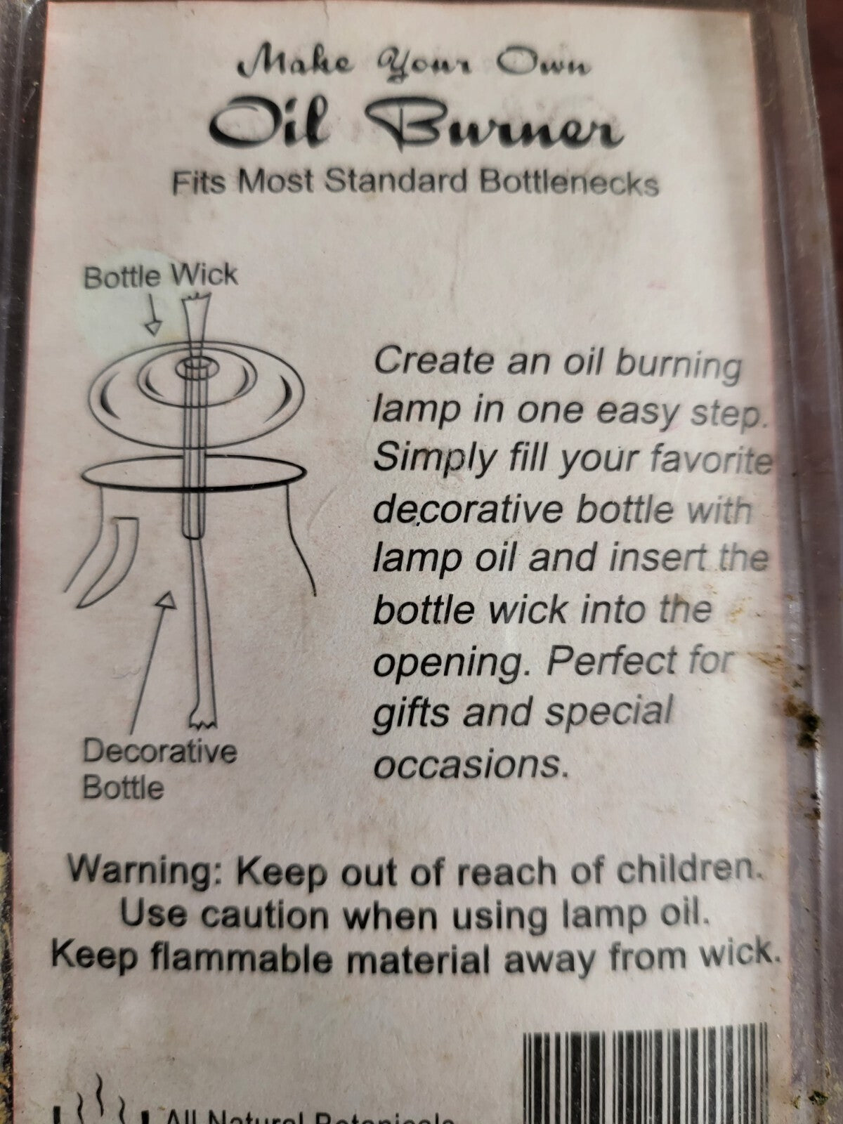 Make Your Own Oil Burner Lamp  WICK Cap Lid 3/4" Fits Most Standard Bottle Necks