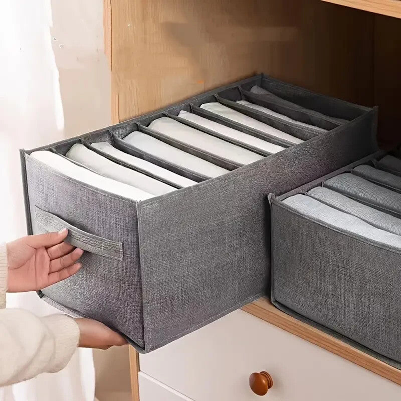 Drawer Organizer Clothing Storage Box 9 Slots Basket  GRAY 17.3 x 9.8 x 7.8"