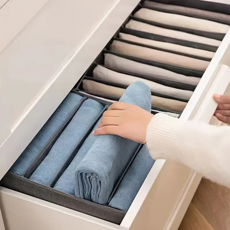 Drawer Organizer Clothing Storage Box 9 Slots Basket  GRAY 17.3 x 9.8 x 7.8"