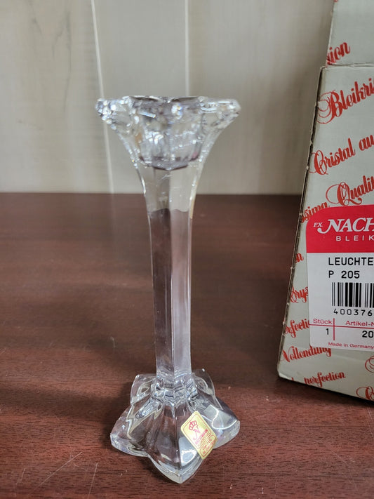 Nachtmann Candle Holder Clear Crystal P205 Floral Design 5.5"H Germany  #4177