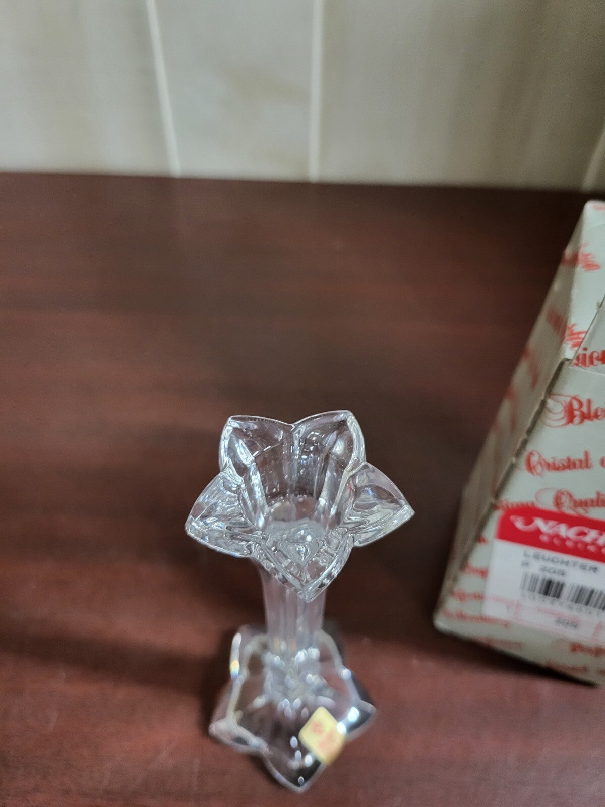 Nachtmann Candle Holder Clear Crystal P205 Floral Design 5.5"H Germany  #4177