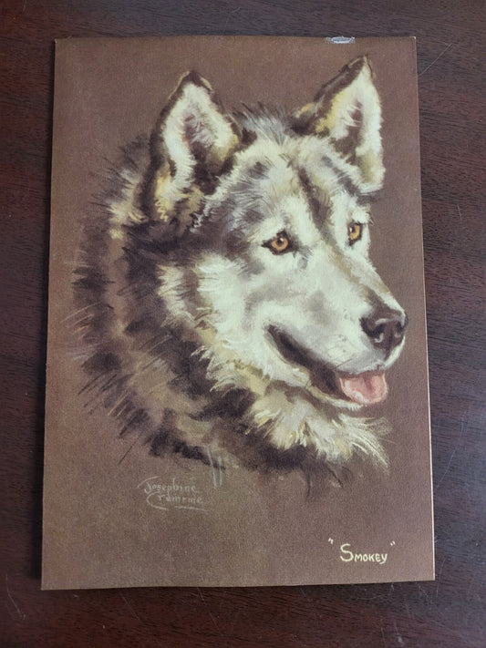 1940s Josephine Crumrine Lithography SMOKEY Alaska Steamship Co Menu 5.5 x 8"