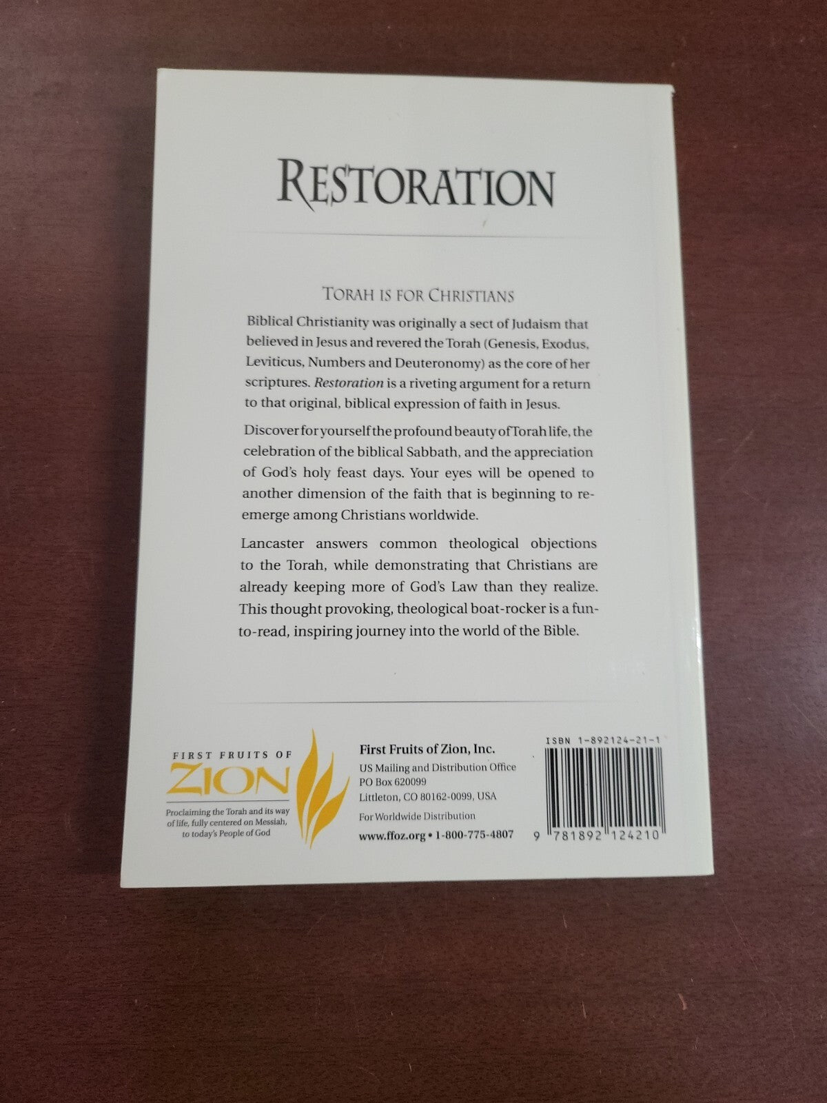 Book - Restoration Returning The Torah to The Disciples of Jesus #2847