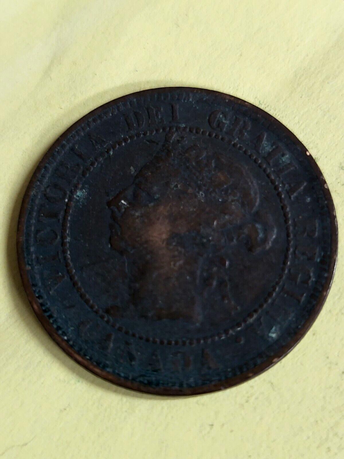 1890 Canadian Penny Queen Victoria 1" Antique Foreign Currency  #172