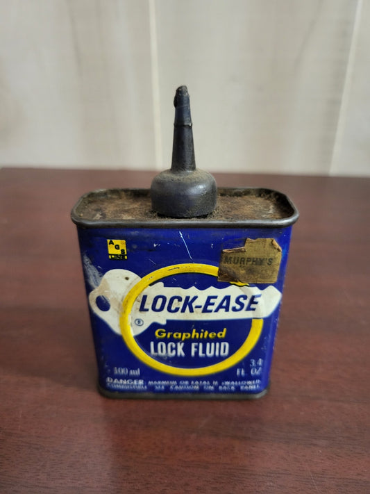 Vintage Lock-Ease Oil Can Graphited Lock Fluid EMPTY 3 x 3 x 1"