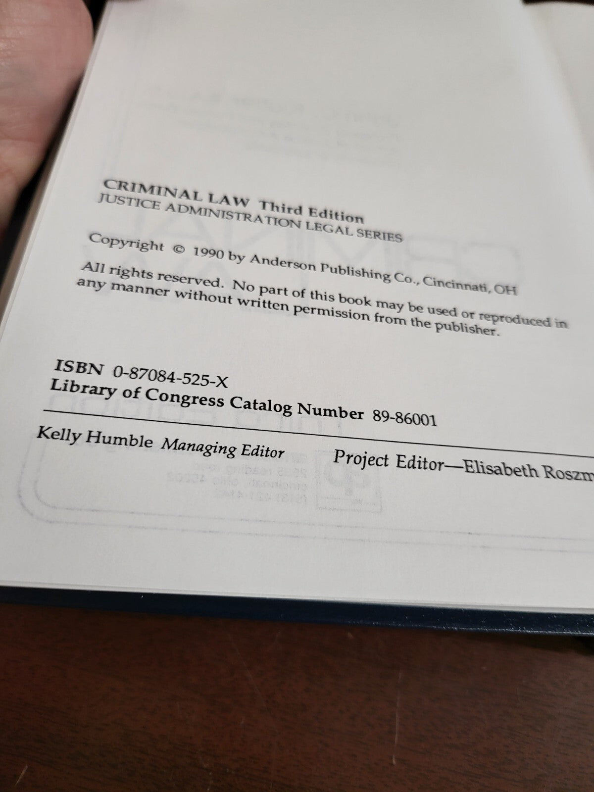 Book - Criminal Law 3rd Edition by John C Klotter 1990  #2863