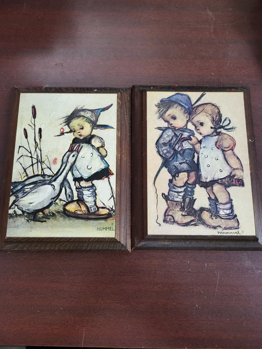 2 - Hummel Wood Plaque Boy & Girl 7 x 5.25 x 1" each  #4170