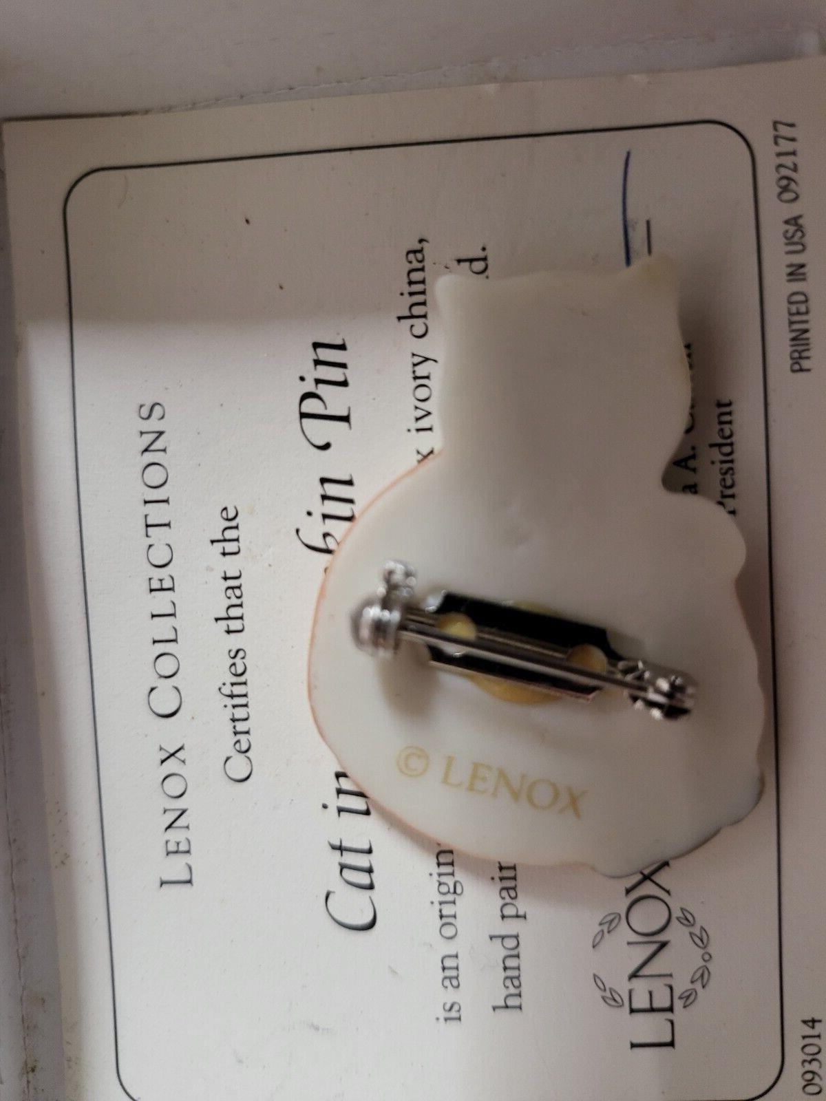 Lenox Cat in Pumpkin Pin Ivory China & 24 karat Gold & Certificate 1.5"H  #155