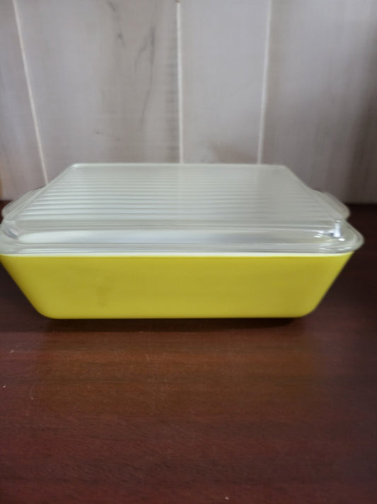 Pyrex Primary Yellow 1.5 Qt Casserole 0503 & Lid 503 Ovenware ~9.5L x 6.75W x 2.