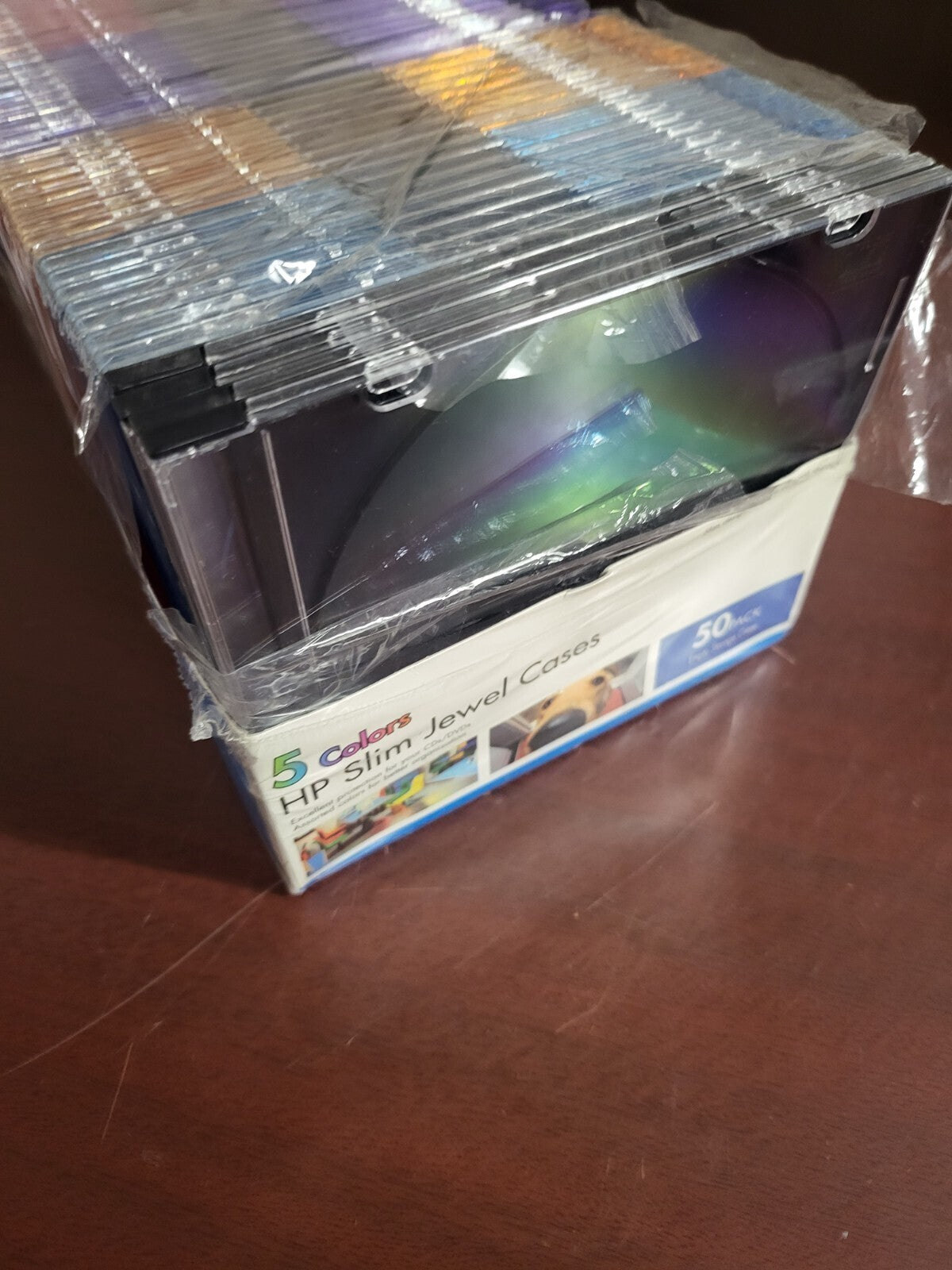 HP Slim Jewel Cases 5 Colors 50ct -1  NIOP CD DVD Case