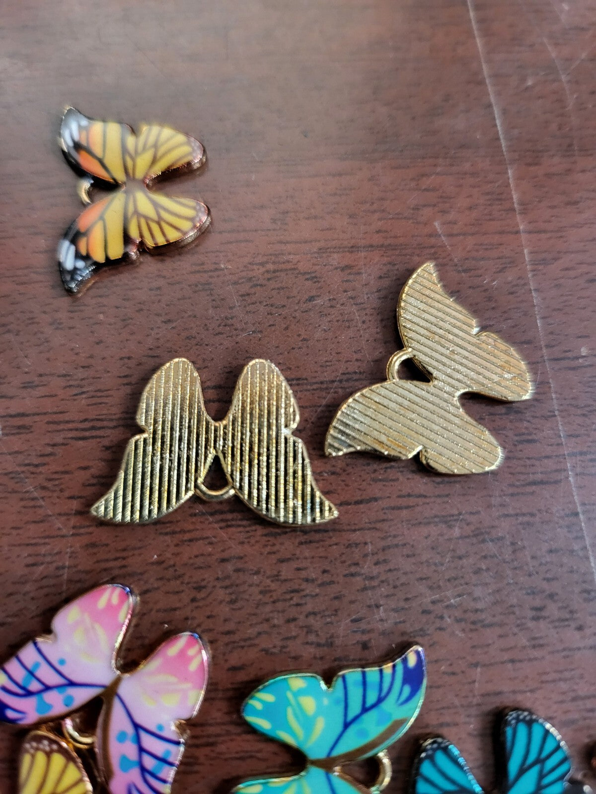 20 Metal Butterfly Pendants Charms 7/8"W x 1/2"H Multicolor Enamel Jewelry Makin