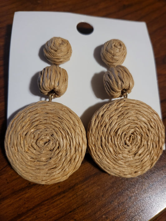 Pierced Earrings ~ " Pierced Earrings Natural Boho Style Jute Rope Earrings 3"