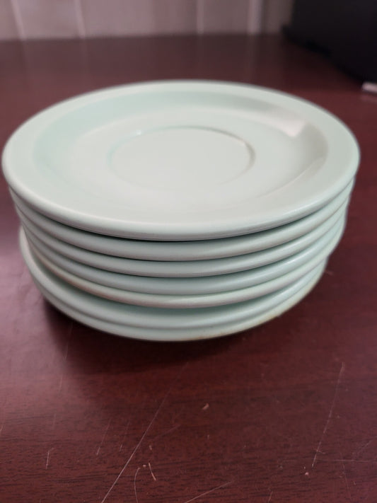 7 Vintage Dallas Ware Saucers / Plates Mint Green Melamine  5.5"   Jadite Color