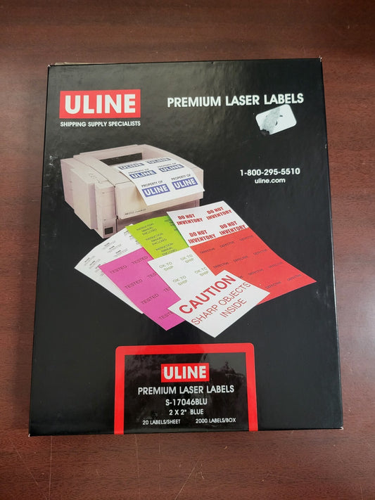 2000 ULINE Premium Laser Labels 2x2" BLUE S-17046BLU  Open or Damaged Box