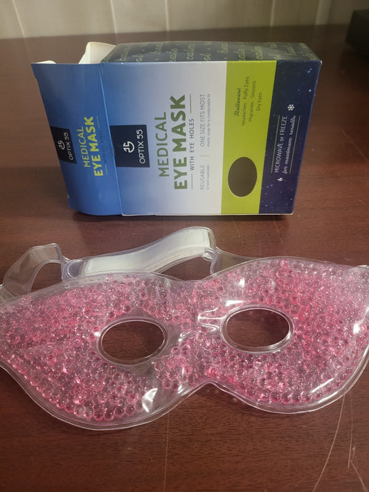 Reusable Medical Eye Mask Gel Beads Cold or Hot Compress PINK Permanent Makeup+