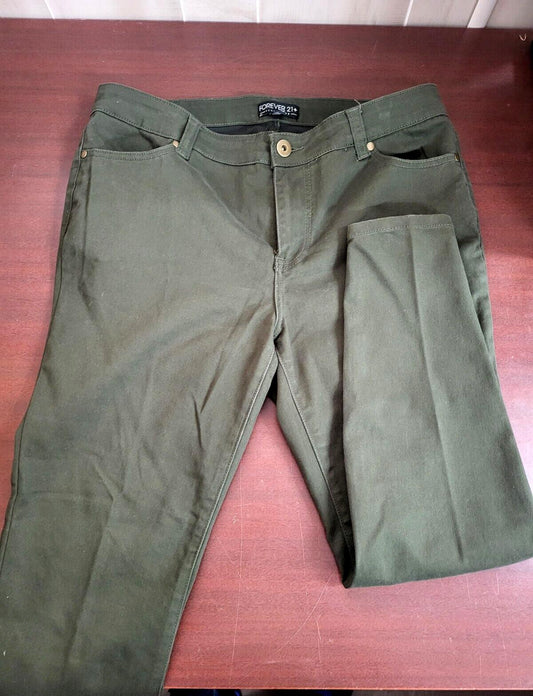 Ladies Jeans Forever 21 size 14 DARK GREEN W 36"  H 40"  Ins 28" 5 pocket