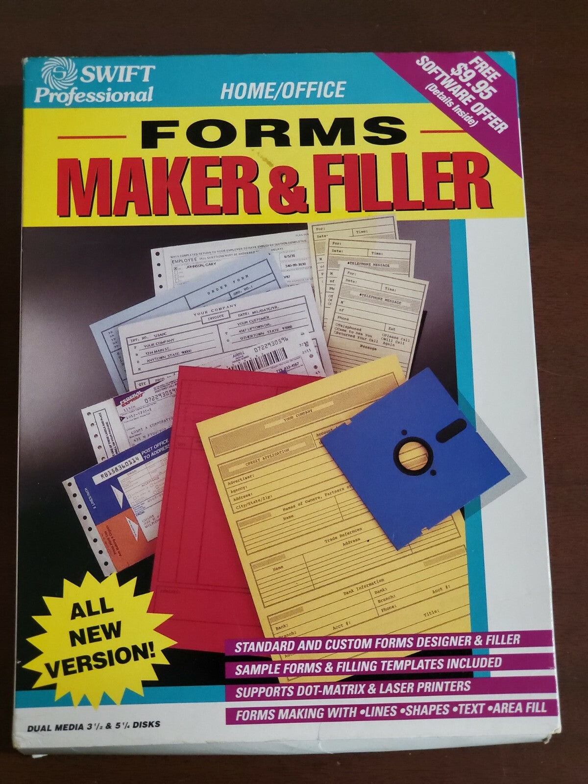 Vintage Software 1993 Forms Maker & Filler 4.0   3.5 & 5.25" floppy disk in box