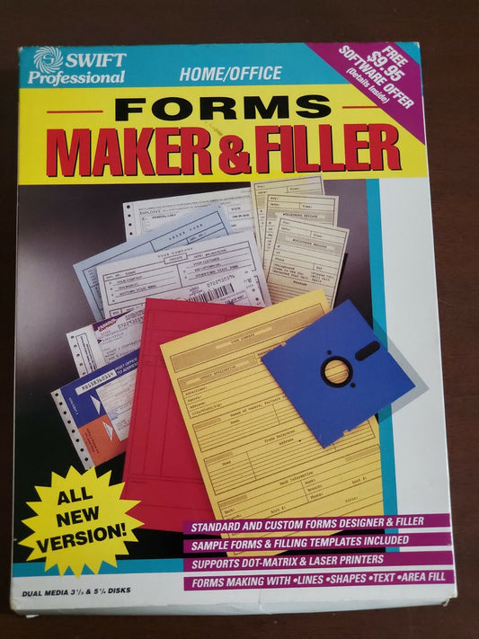 Vintage Software 1993 Forms Maker & Filler 4.0   3.5 & 5.25" floppy disk in box