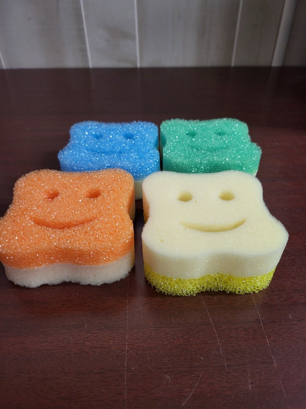 4 Scrub Face Scrubber Sponge Dish & Cleaning Tool ~4 x 2" ea Kitchen Bath Garage