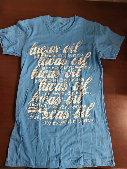 Ladies Racing T-Shirt LUCAS OIL LATE MODEL DIRT SERIES Blue MEDIUM Ch 17"  L26"