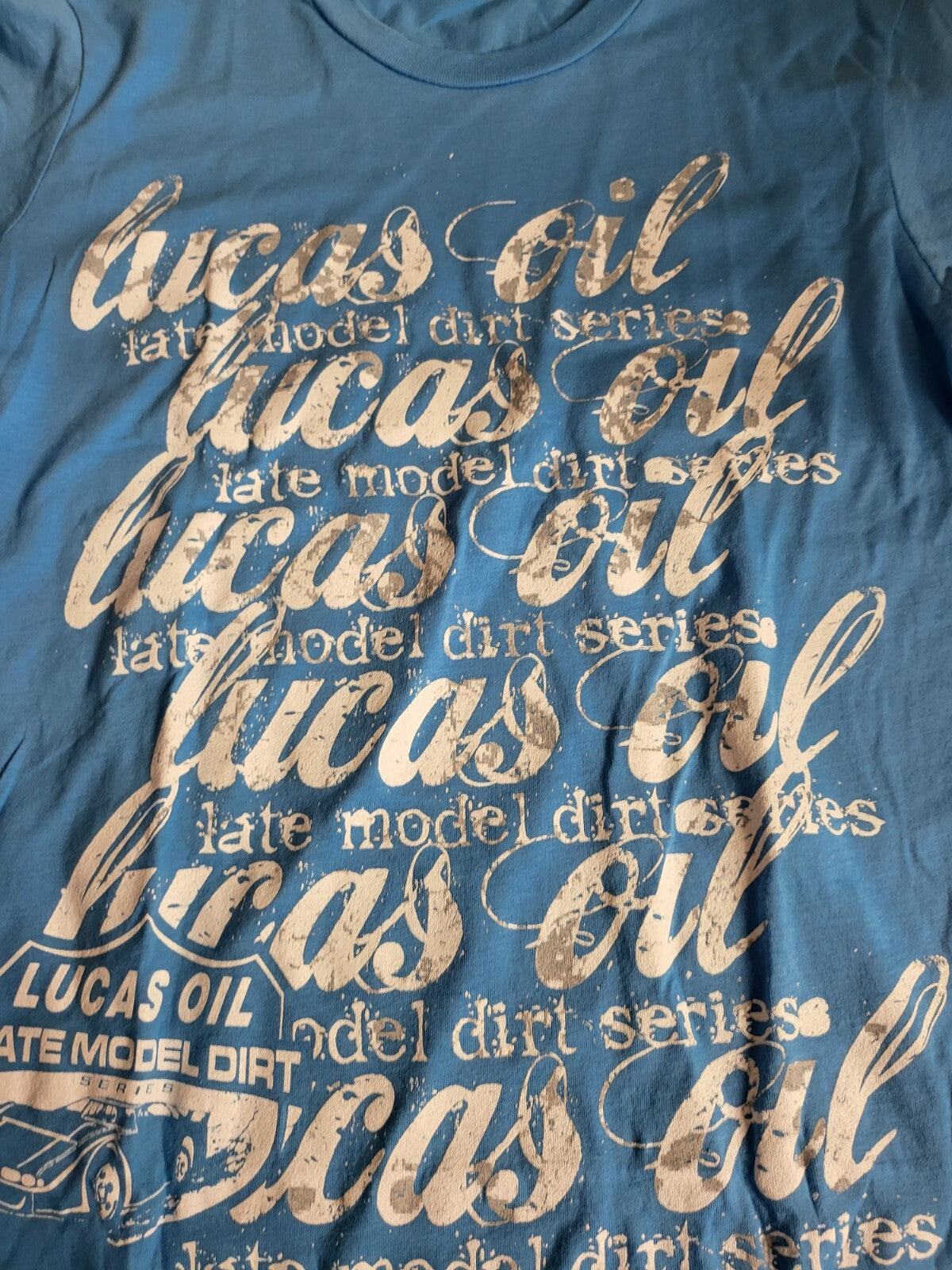 Ladies Racing T-Shirt LUCAS OIL LATE MODEL DIRT SERIES Blue MEDIUM Ch 17"  L26"