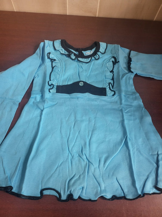Girls Top Long Sleeve Ruffles Blue 4T  Toddler Clothing