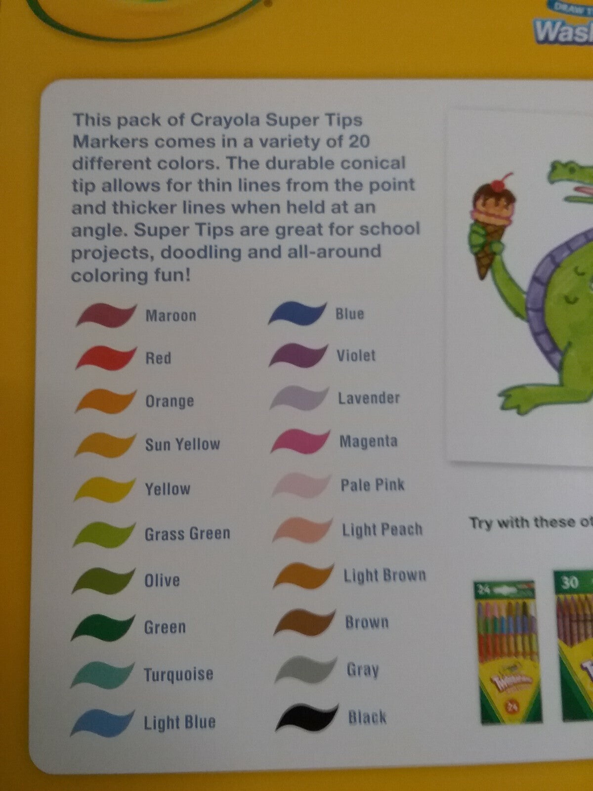 Crayola Super Tips Washable Markers 20 Count Draw Thin or Thick Lines NIB