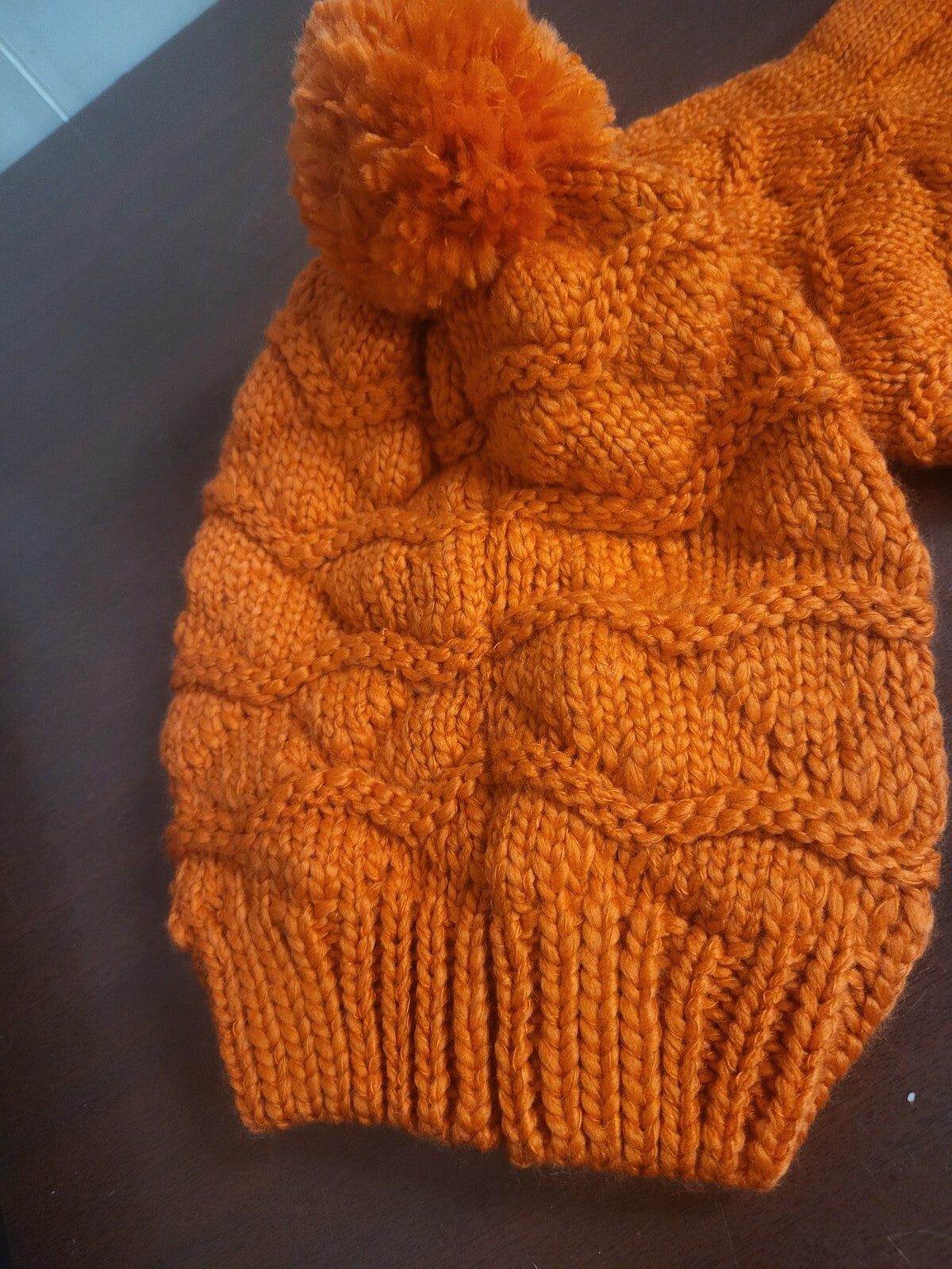 Beanie Hat Cap & Mittens Set for Adults Orange Cute & Fun & Warm
