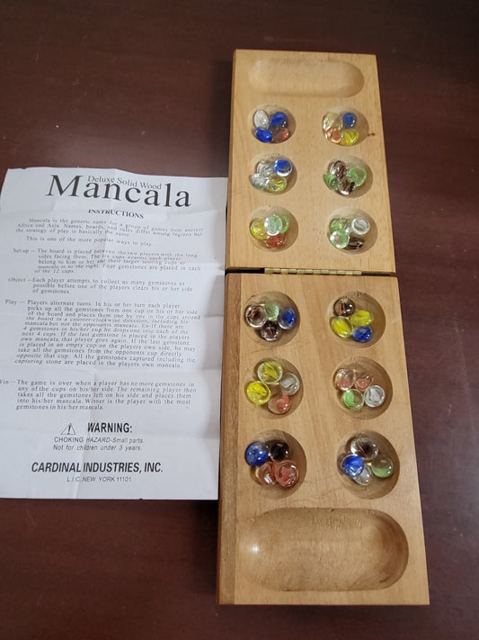 Vintage Family Board Game - Solid Wood Deluxe Mancala Marble Games Set
