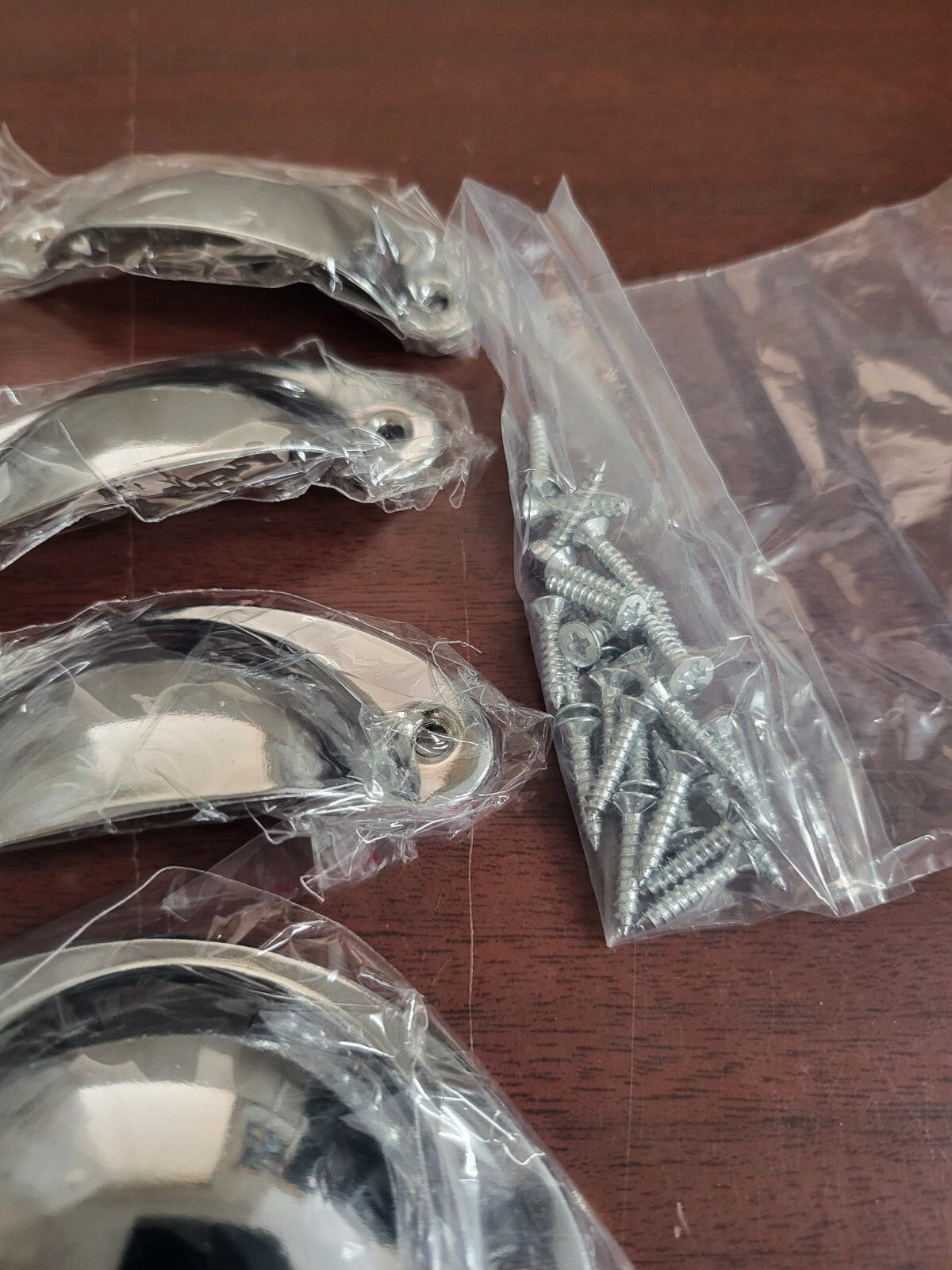10 Silver Draw Pulls Handles 3.25W x 1 3/8"H Curved Shape  2 5/8"  Spacing
