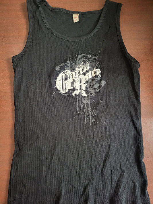 Ladies Tank Top GOTTA RACE Black Ribbed XLARGE Ch 16"  l 24" Anvil