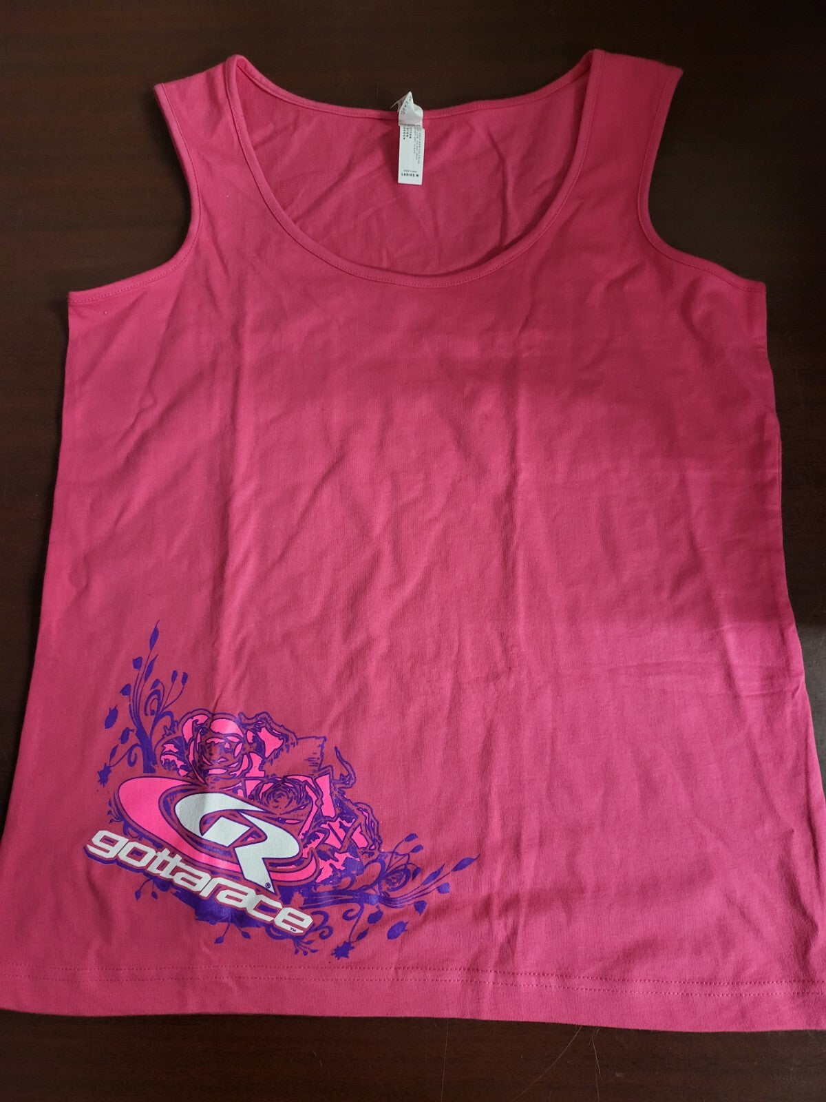 Ladies Tank Top GOTTA RACE Pink MEDIUM Ch 18"  L22"    LAT